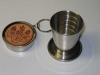 leather and stainless collapsible cup keychain