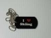 i love skiing dog tag