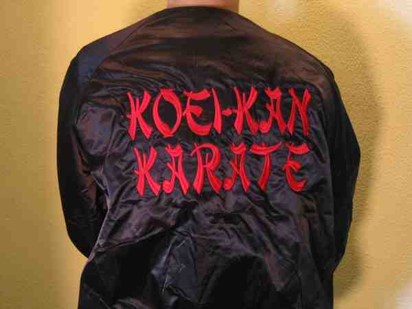 Jacket, Satin, Baseball, Tricot-Lined, Koei-Kan Karate - Click Image to Close