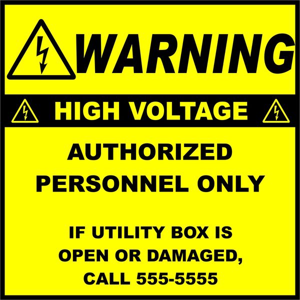 WARNING HIGH VOLTAGE, 4x4 - Click Image to Close