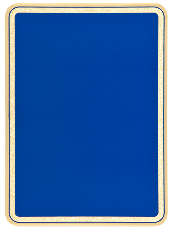 6" x 8" Blue/Gold Brass Plated Steel Rounded Corner Plaque Plate - Click Image to Close