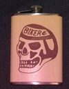 Flask, Leather, Biker Skull, 8oz