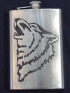 Flask, Stainless, Wolf Head, 12oz