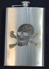 Flask, Stainless, Skull & CrossBones, 12oz