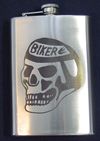 Flask, Stainless, Biker Skull, 12oz