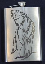 Flask, Stainless, Wolf, 12oz